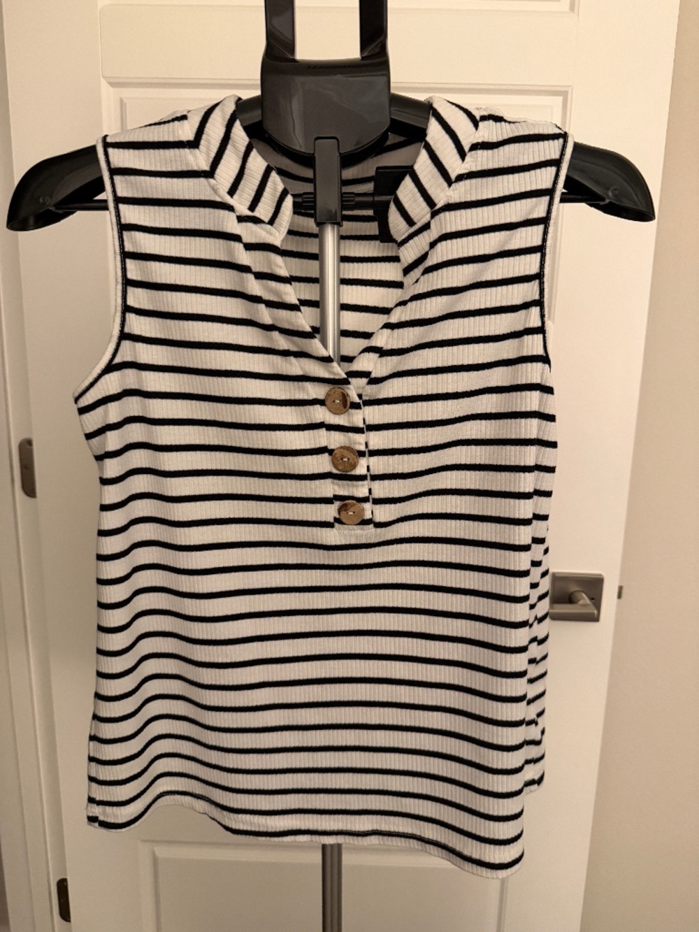 Black & White Striped Henley Tank